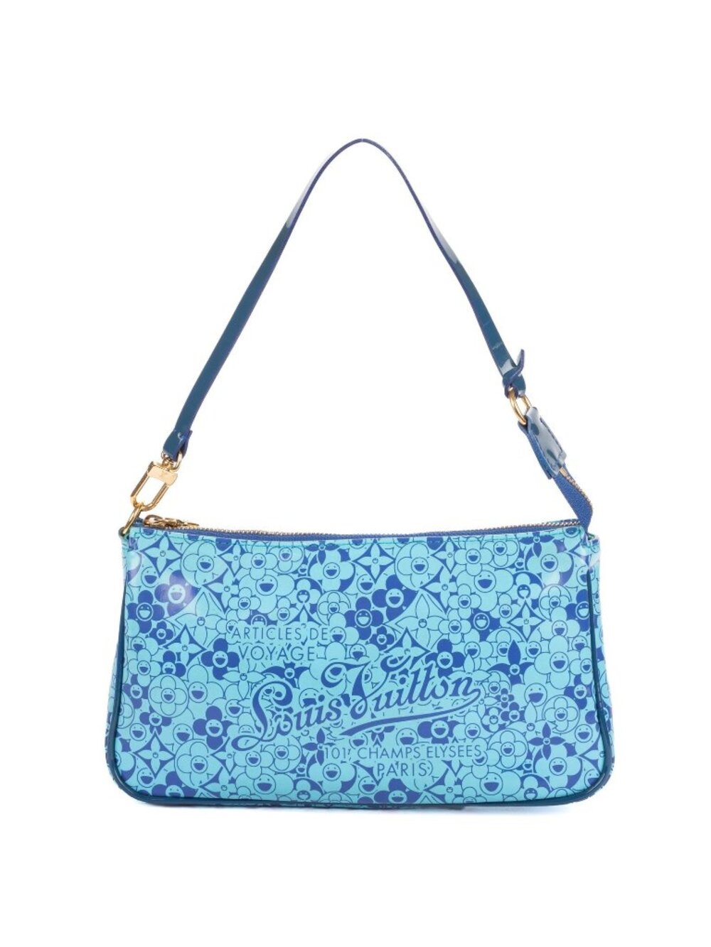 Louis Vuitton Limited Edition Takashi Murakami Cosmic Blossom Pochette Blue